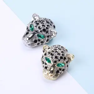 Moda animal broche lapela pin mulheres homens jóias broche liga strass leopardo cabeça broche pin