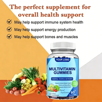 Complément alimentaire multivitaminé en gommes pour adultes, végétalien, halal, naturel, marque privée