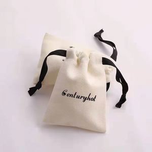 Custom Logo Organic Cotton Canvas <b>Drawstring</b> Bags Recyclable Packaging for Jewelry-for Rings <b>Bracelets</b> Glasses Earrings - Product Image 3