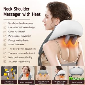 2026 Pain Relief 4D Deep Tissue Kneading <b>Heat</b> Function Deep Cordless Massager <b>Heat</b> Neck Massager - Product Image 2