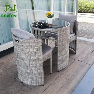 Rattan bahçe mobilyaları set küçük restoran balkon masa ve sandalye seti