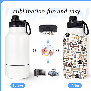 Bouteille d'eau pour chien à sublimation vierge avec bol, distributeur d'eau portable pour animaux de compagnie, gobelet isotherme en acier inoxydable - Product Image 2