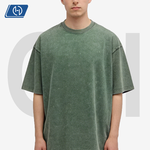 T-shirt vintage lavé 230g pour hommes et femmes, coupe oversize, style streetwear rétro, en coton teint à la cire, épaules tombantes, t-shirt ample - Product Image 1