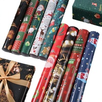 Papier cadeau de Noël en rouleau, de qualité supérieure, personnalisé, imprimé, avec feuille métallique, pour enfants, anniversaires, cadeaux de Noël