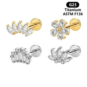 Custom Astm F136 Titanium Piercing De Titanio 16G 1.2 Interne Draad <span class=keywords><strong>Labret</strong></span> Helix Tragus Lob Platte Achterkant Oorbel - Product Image 2