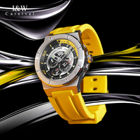 Vente en gros de montre mécanique de luxe pour hommes avec logo personnalisé haute qualité mouvement ETA style Hip Hop élastique lumineux en nylon creux
