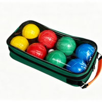 Ensemble de 8 boules de pétanque en plastique multicolores de 90 mm avec sac et mesureur en plastique avec cordon pour jeu de pelote en plein air