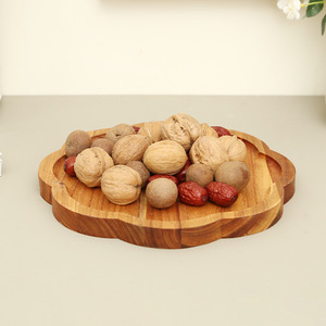 Solid Wood Flower Shaped Dried Fruit Plate Acacia Wood Household <b>Snack</b> <b>Tray</b> Living Room Serving <b>Trays</b> - Product Image 3