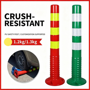 เสากั้นจราจรสะท้อนแสงสีเขียว PU แบบ OEM ขนาด 750*75*200 มม. ปรับแต่งได้สำหรับทางเข้าออกรถยนต์และลานจอดรถ - Product Image 1