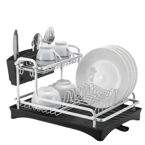 BX Metal 2 Tier Dish Drying Rack With Tray Kitchen Dish Rack