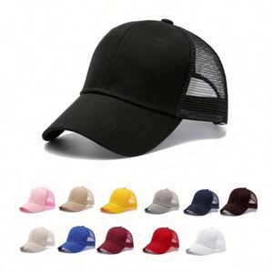 Casquettes de baseball en coton unisexe pas chères en gros en stock pour le printemps et l'été, casquettes de baseball en coton à 6 panneaux avec maille pour l'extérieur - Product Image 1
