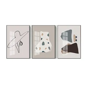 Líneas geométricas abstractas de estilo nórdico, simples, entre las figuras, muestra del Tríptico, pintura decorativa, núcleo de impresión personalizado
