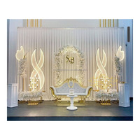 Décoration de couloir de mariage, éclairage LED, fond ondulé, événements de mariage, décoration d'entrée d'allée, feuille en forme de S, éclairage LED pour chemin