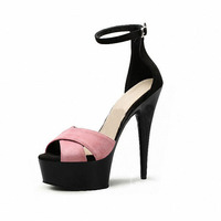 Sandales à talons pour femme 2025, à bout ouvert, talon carré 17CM, chaussures de strip-teaseuse, plateforme 20CM, sandales de pole dance, talons hauts pour femme