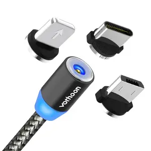 Nylon Gevlochten 3 In 1 Usb C Kabel Type C Usb Kabel Voor Iphone Android 2.4A Opladen Magnetische Oplaadkabel