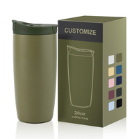 Mug de voyage isotherme en acier inoxydable de 20 oz avec logo personnalisé, double ouverture, paille et couvercle