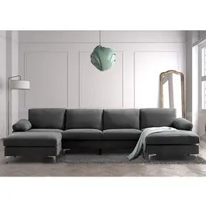 wholesale living room sofas modern design comfortable seating convertible fabric sectional sofa seat cushion removable U shaped
