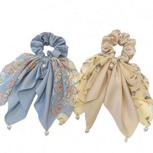 Élastique à cheveux en tissu multicolore style queue de cheval, avec nœud imitation perle, style japonais et coréen, USA Mairun823, usage quotidien - Product Image 6