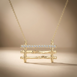 Colgante de Barra Geométrica con Diamante Redondo Cultivado en Laboratorio en Oro de 10K, 14K, 18K, Plata 925, 935, Joyería Fina Personalizada, Solo Colgante - Product Image 1