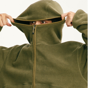 Sudadera con Capucha de Forro <span class=keywords><strong>Polar</strong></span> para <span class=keywords><strong>Hombre</strong></span>, Chaqueta Cálida para Otoño e Invierno, Abrigo Holgado de Cuello Alto de Color Sólido para Deportes al Aire Libre - Product Image 3