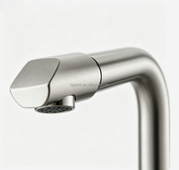 Nouveau Robinet de Cuisine Mural Monocommande en Acier Inoxydable 304 Brossé Chromé avec Mitigeur et Douchette Extensible