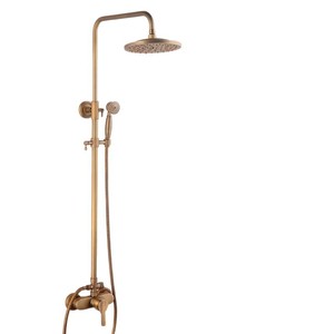 Ensemble de douche rétro de luxe européen, finition antique tout cuivre, pommeau de douche supérieur avec lumière LED, technologie brossée, anti-corrosion - Product Image 5