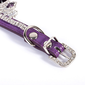 Großhandel kleine MOQ Luxus Haustier Halskette Hund Katze PU Leder halsbänder mit Diamanten für Pudel und Katzen - Product Image 3