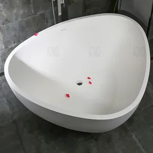 Bak mandi spa permukaan padat sudut, bak mandi batu buatan bentuk hati, bak rendam dalam marmer putih 2 orang
