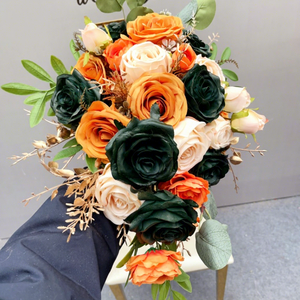 ช่อดอกไม้เจ้าสาวเนื้อนุ่มงานแฮนด์เมดปรับแต่งสีสำหรับงานแต่งงานและวันวาเลนไทน์ - Product Image 1