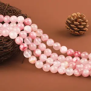 4/6//12mm Edelstein Natural Pink Persian Jade Stein Perlen Runde lose Perlen für Schmuck Armband Halskette Ring herstellung