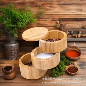 Mori Hyakuman Wooden <b>Spice</b> <b>Jar</b> Layer Type With Lid Desktop Storage For Kitchen Condiments - Product Image 3