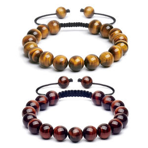 Vente en gros des meilleurs bracelets pour hommes en pierre naturelle œil <span class=keywords><strong>de</strong></span> <span class=keywords><strong>tigre</strong></span> <span class=keywords><strong>de</strong></span> 10mm, agate tissée à la main, bijoux en perles et pierres précieuses à boucle unique - Product Image 1