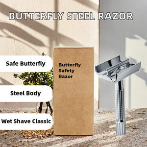 Canfill Kaili Butterfly Safety <b>Razor</b> Stainless Steel Underarm Use Single Blade Shaving <b>Set</b> Silver - Product Image 2