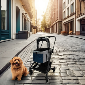 Lightweight Aluminum 4-Wheel Foldable Dog & Cat <b>Basket</b> with Shock Absorbers and Patented Design for <b>Small</b> Pets Travel - Product Image 3