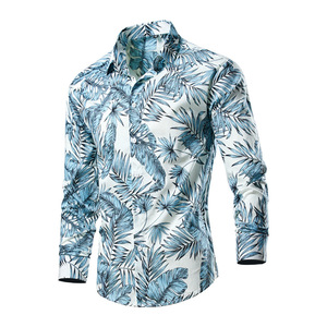 ChenYue camicia Casual Slim a maniche lunghe da <span class=keywords><strong>uomo</strong></span> con stampa floreale motivo floreale a <span class=keywords><strong>fiori</strong></span> per la primavera autunno taglie forti traspiranti - Product Image 2