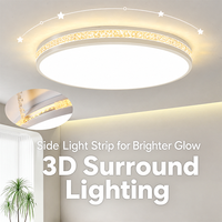 Plafonnier LED moderne 3 CCT en cristal, montage en surface, en fer et acrylique, CRI 95, pour salon, chambre et maison