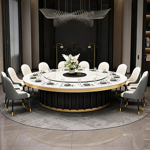 <span class=keywords><strong>Tavolo</strong></span> da Pranzo di Lusso in Acciaio e Pietra con Piatto Girevole Elettrico e Piano Cottura a Induzione, Pieghevole per 8 Persone, per Casa, Hotel e Villa - Product Image 3