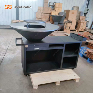 Modern Steel Charcoal <b>BBQ</b> <b>Grill</b> with Trolley Storage Cabinet Matte Finish Outdoor <b>Grill</b> - Product Image 3