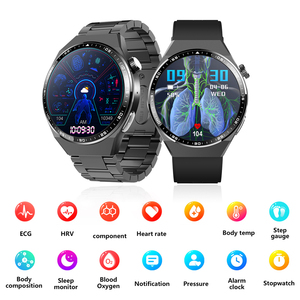 Montre connectée F800 ECG avec moniteur de fréquence cardiaque, mesure de la fréquence respiratoire, compteur de calories, fonction de suivi du sommeil, bracelet en métal et silicone, batterie intégrée - Product Image 2