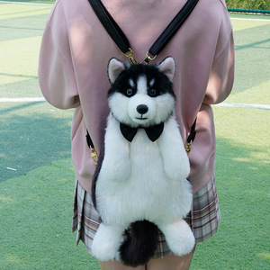 Ransel anjing simulasi boneka, mainan anak perempuan, ransel Husky mewah, realistis buatan tangan - Product Image 6