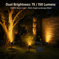 Projecteurs solaires 3-en-1 en aluminium moulé sous pression, étanches, réglables, à LED, avec piquet, allumage crépusculaire, pour aménagement paysager, arbres et jardins