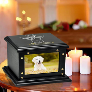 Large Memorial Keepsake Memory <strong>Box</strong> for Dog or Cat <strong>Ashes</strong> Wooden <strong>Pet</strong> Memorial Urns - Product Image 1