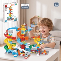 Ensemble de blocs de construction de piste de course double avec 4 voitures ou avions, jouet de construction sans batterie, jouet à assembler soi-même pour enfant