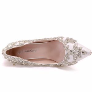Vendita calda principessa festa di nozze tacchi alti cristalli bianchi 10CM alti <span class=keywords><strong>scarpe</strong></span> da sposa - Product Image 6