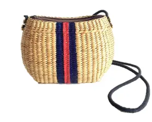 Straw Wicker Handbags for Summer Beach Bag from Bamboo Water Hyacinth Ladies Travel Bags
