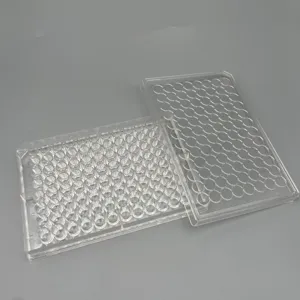 Hot Sale Clean Clear Transparenter quadratischer flacher Boden mit Deckel 96 Well Treatment Tissue Cell Culture Plate cell