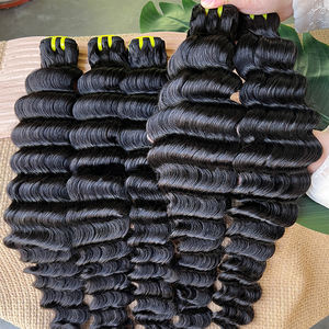 Drops hipping Schuss Echthaar verlängerungen Raw <span class=keywords><strong>Virgin</strong></span> Brazilian Hair Bundle Raw Deep Wave Bundles - Product Image 1
