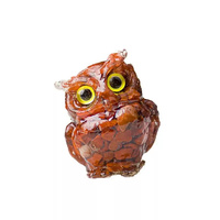 Statue de hibou en résine faite à la main en cristal naturel, pierre précieuse de guérison Reiki, figurines d'animaux, pierres de jaspe rouge, décoration de la maison, cadeaux