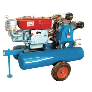 Cilinderzuiger Draagbare Dieseltype Mijnluchtcompressor Voor Mijnbouw Goedkope Riem Aangedreven 100 Cfm 5bar 3 1 Set 5 Bar 1030 Rpm/min