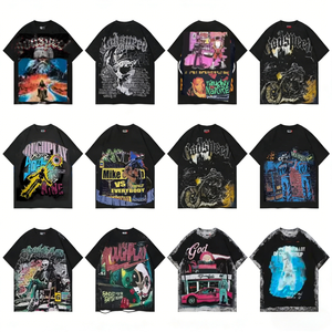 T-shirt da uomo in cotone lavato taglie forti streetwear all'ingrosso, personalizzazione logo, stampa su t-shirt pesante - Product Image 2